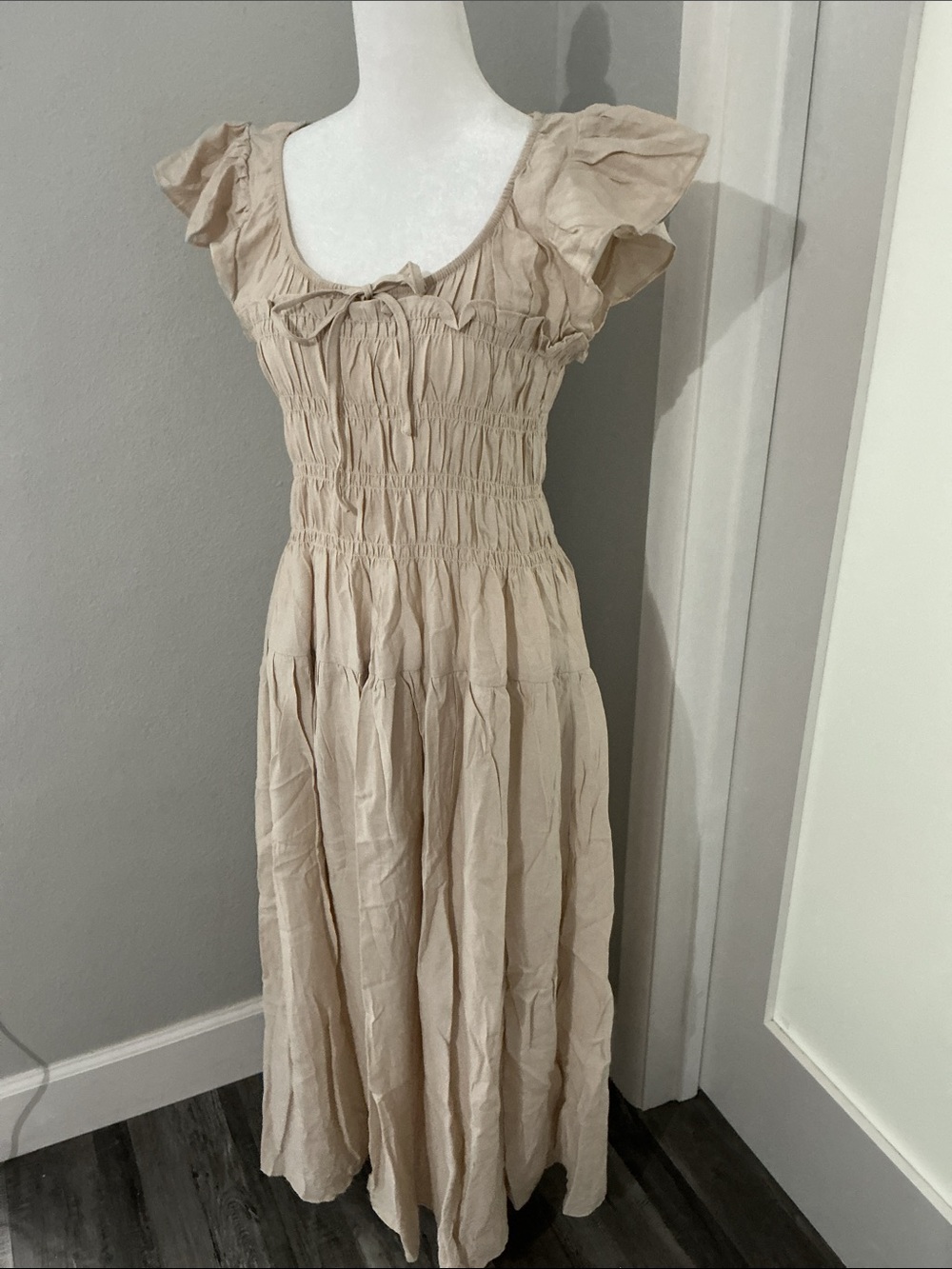 NWT Blu Pepper Smocked Cottagecore Boho Midi Dress Size L